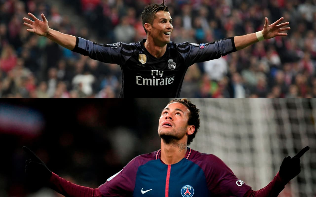 El portugués Cristiano Ronaldo y el brasileño Neymar cumplen este 5 de febrero 33 y 26 años, respectivamente. El más joven reconoce iración por el crack europeo. Son dos carreras brillantes.