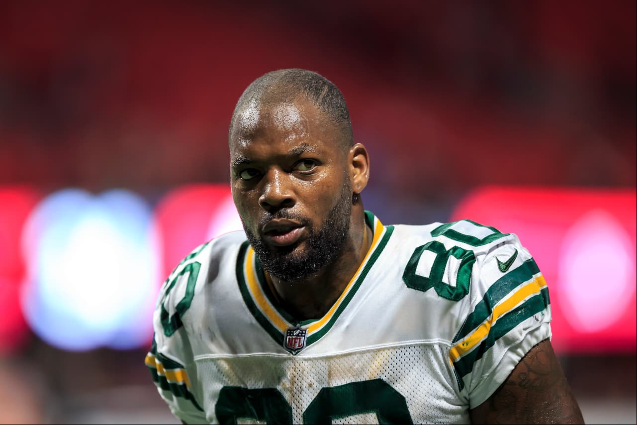 Green Bay Packers tight end Martellus Bennett (80) walks off the field follow an NFL football game against the Atlanta Falcons, Sunday, September 17, 2017, in Atlanta. The Falcons won 34-23. (Paul Abell via AP)